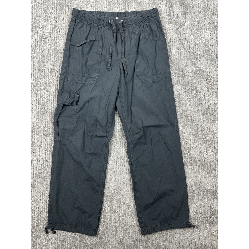Aerie Wide Leg Cargo Pants Women M Gray Drawstring Pull On Casual Gorpcore